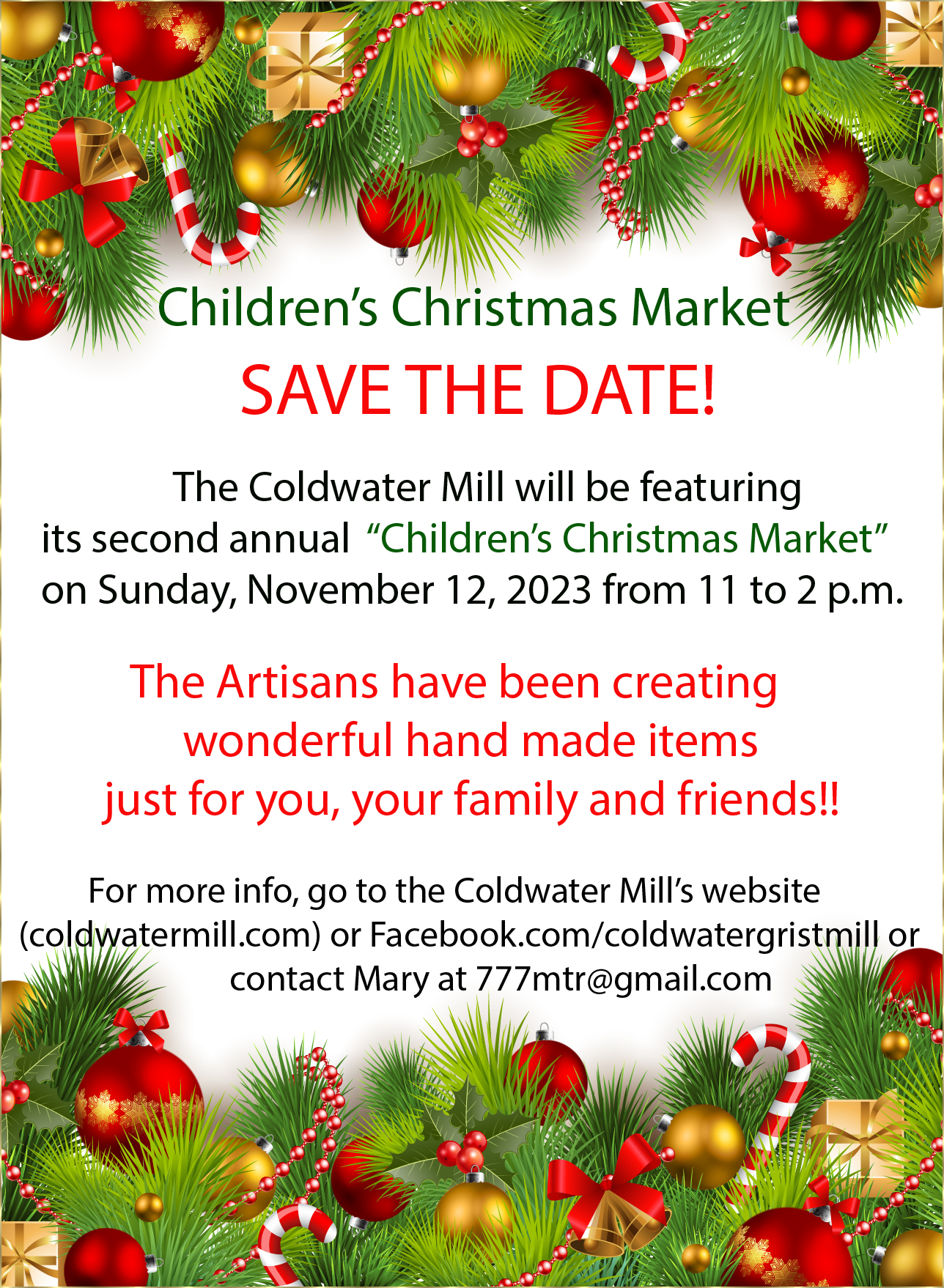 Coldwater Mill Childrens Christmas Market